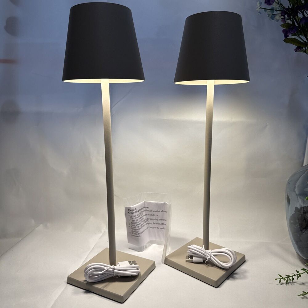 2 Pack Touch Control Cordless Table Lamps Stepless Dimming 5500 mAh Rechargeable - Picture 3 of 4
